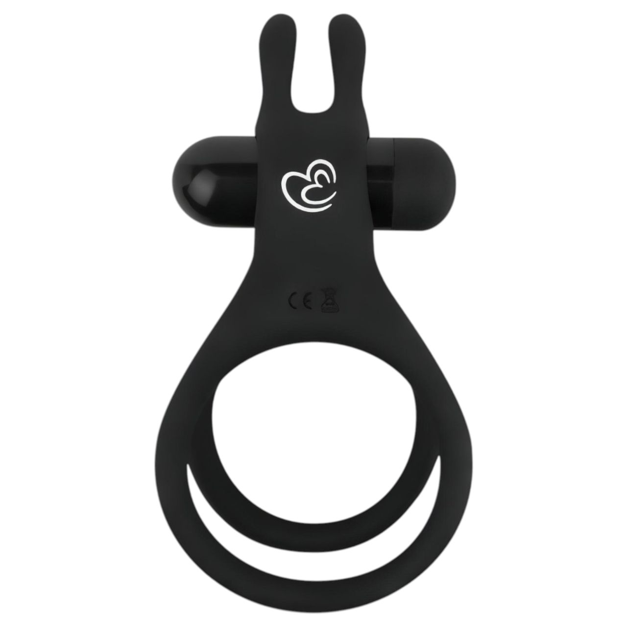 Easytoys Share Ring - vibrációs pénisz- és heregyűrű (fekete)