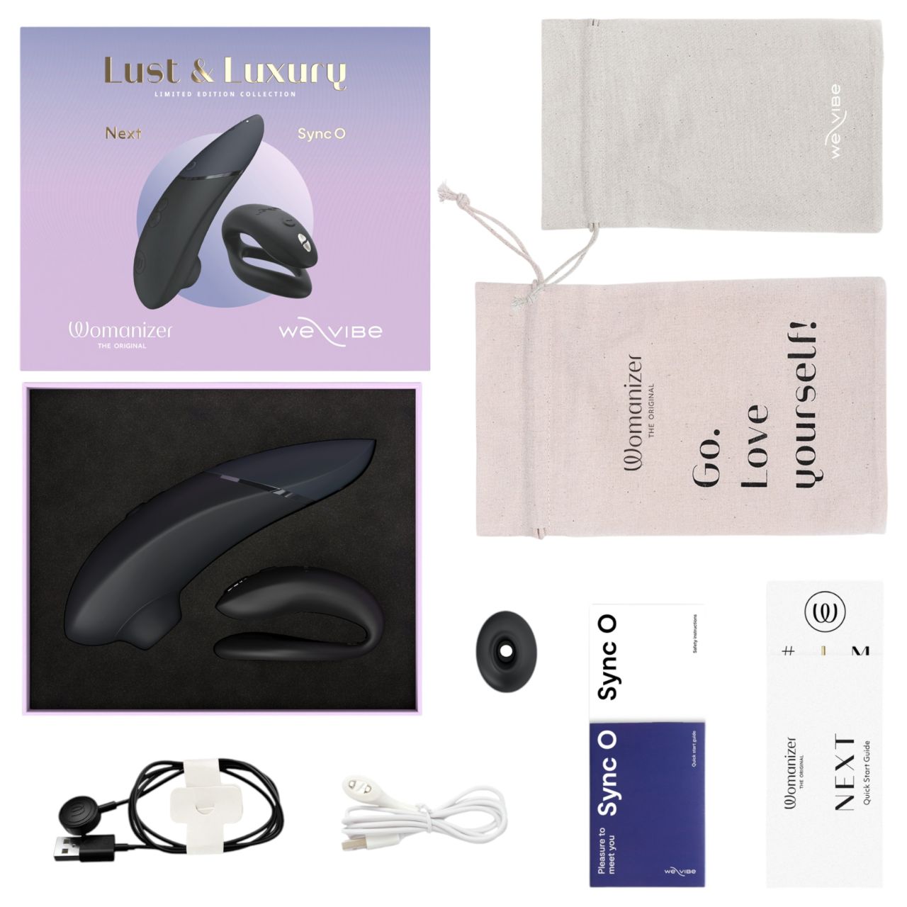 Womanizer Lust&Luxury - csikló- és párvibrátor szett (fekete)