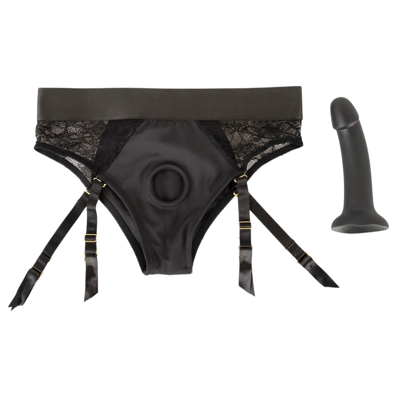 You2Toys - felcsatolható dildó alsóval (fekete)