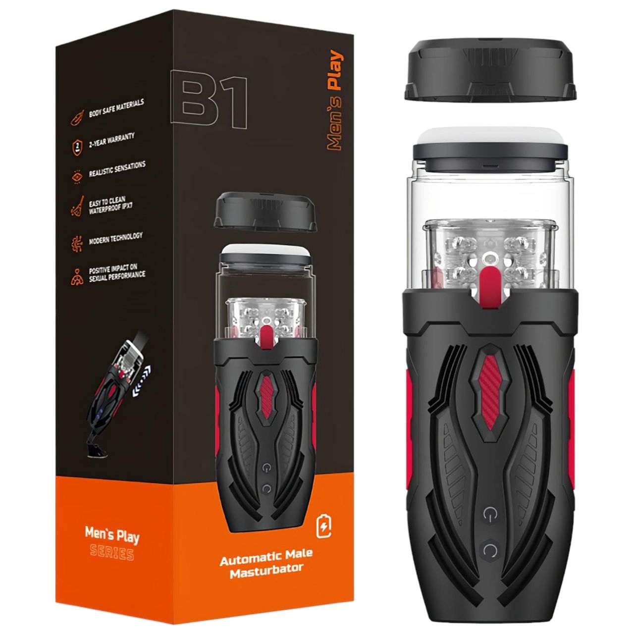 Men's Play - lökő forgó maszturbátor (fekete)