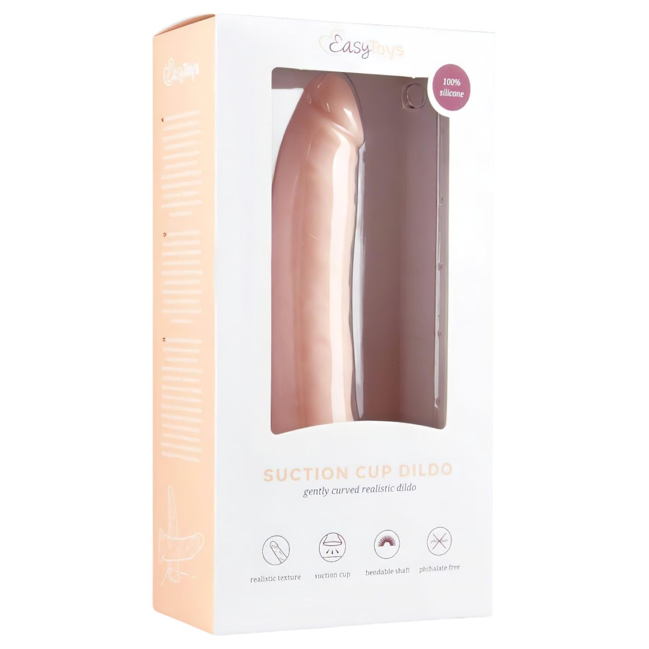 Easytoys - tapadókorongos 100% szilikon dildó (21cm) - natúr