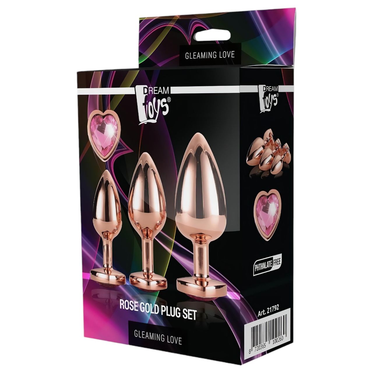 Gleaming Love - szíves anál plug szett - rosegold (3 részes) Gleaming Love - szíves anál plug szett - rosegold (3 részes)