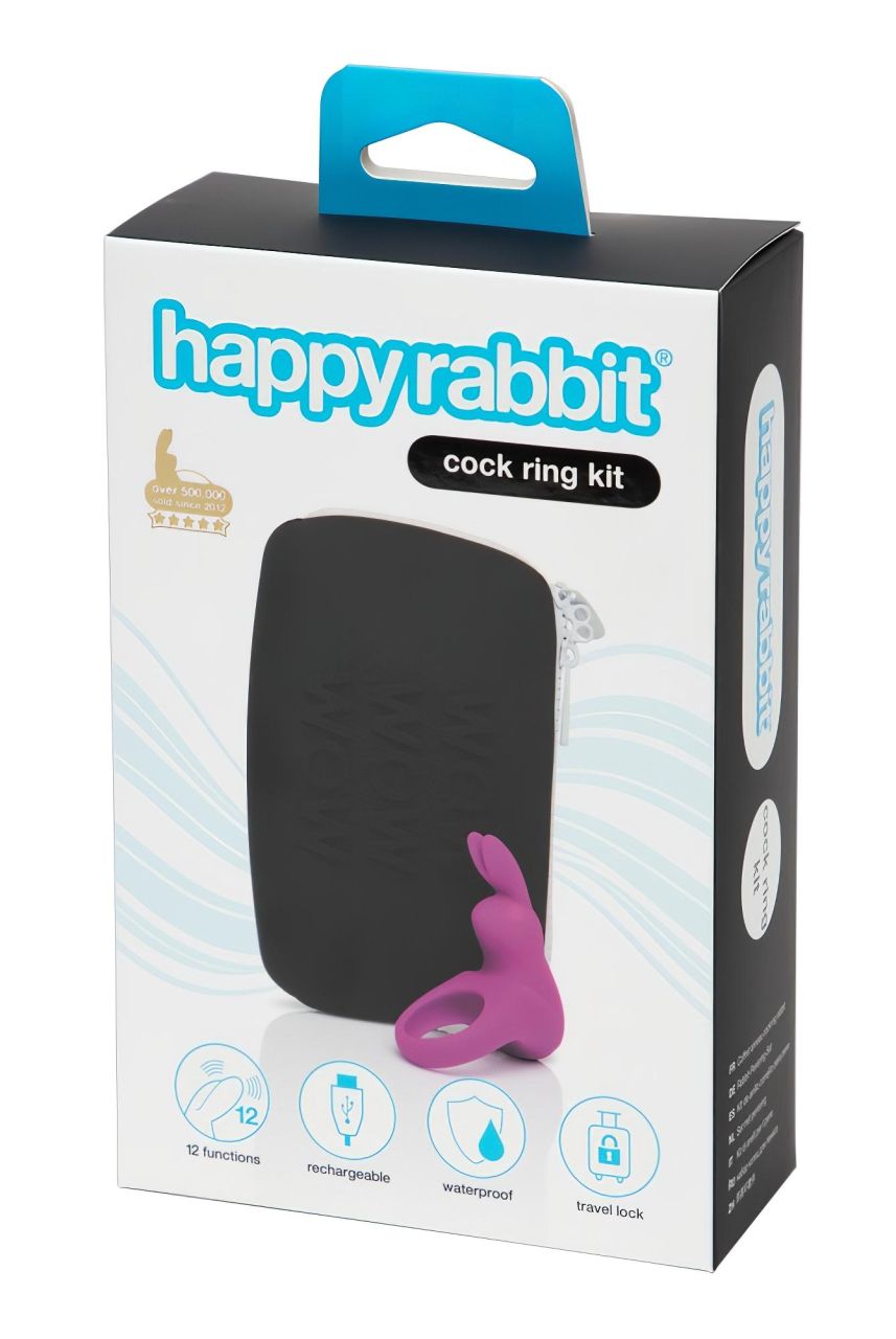 Happyrabbit Cock Kit - vibrációs péniszgyűrű tárolóval (lila)