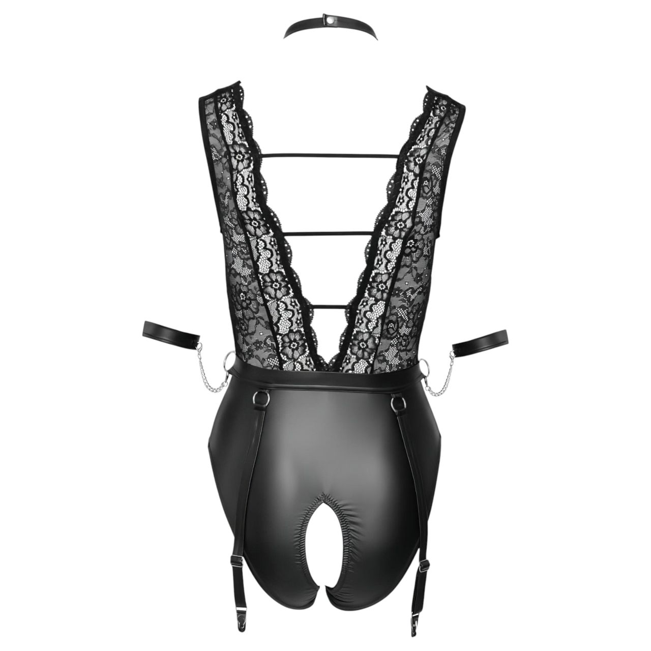 Cottelli Bondage - csipkés, nyakpántos body (fekete) Cottelli Bondage - csipkés, nyakpántos body (fekete)
