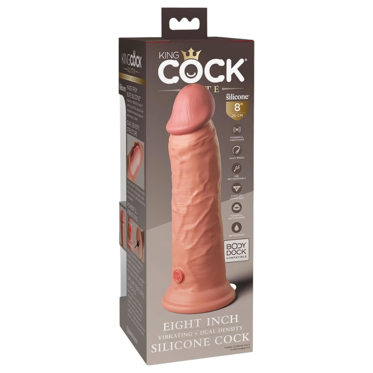 King Cock Elite 8 - tapadókorongos vibrátor (20cm) - natúr King Cock Elite 8 - tapadókorongos vibrátor (20cm) - natúr