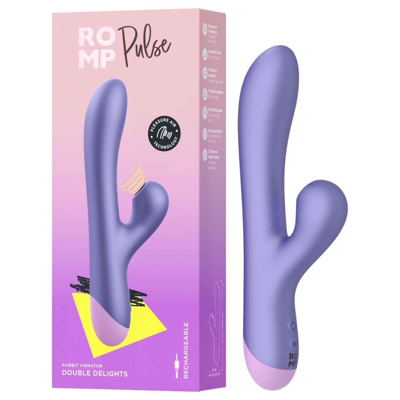 ROMP Pulse - G-pont vibrátor léghullámos csiklóizgatóval (lila)
