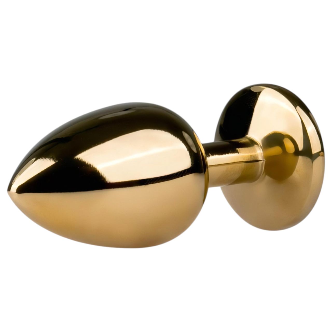 Easytoys Metal No.1 - lila köves kúp anál plug - arany (2,5cm)