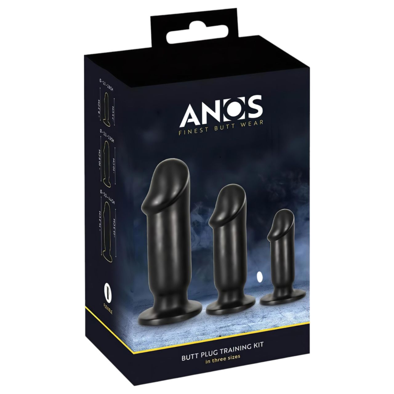 Anos Training Kit - anál plug szett (3 részes, fekete) Anos Training Kit - anál plug szett (3 részes, fekete)
