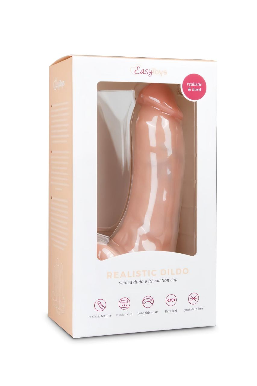 Easytoys - tapadókorongos, herés dildó (20cm) - natúr