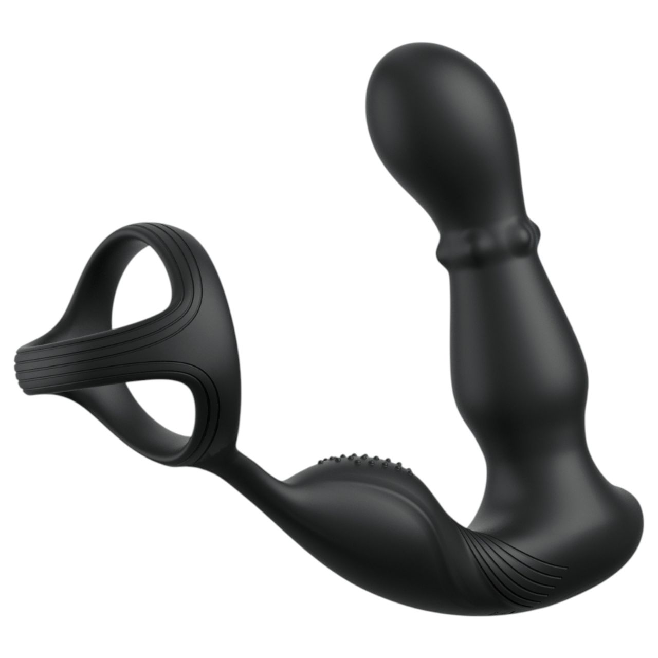 Anal Fantasy Ass-Gasm - forgó fejes anál vibrátor péniszgyűrűvel (fekete)