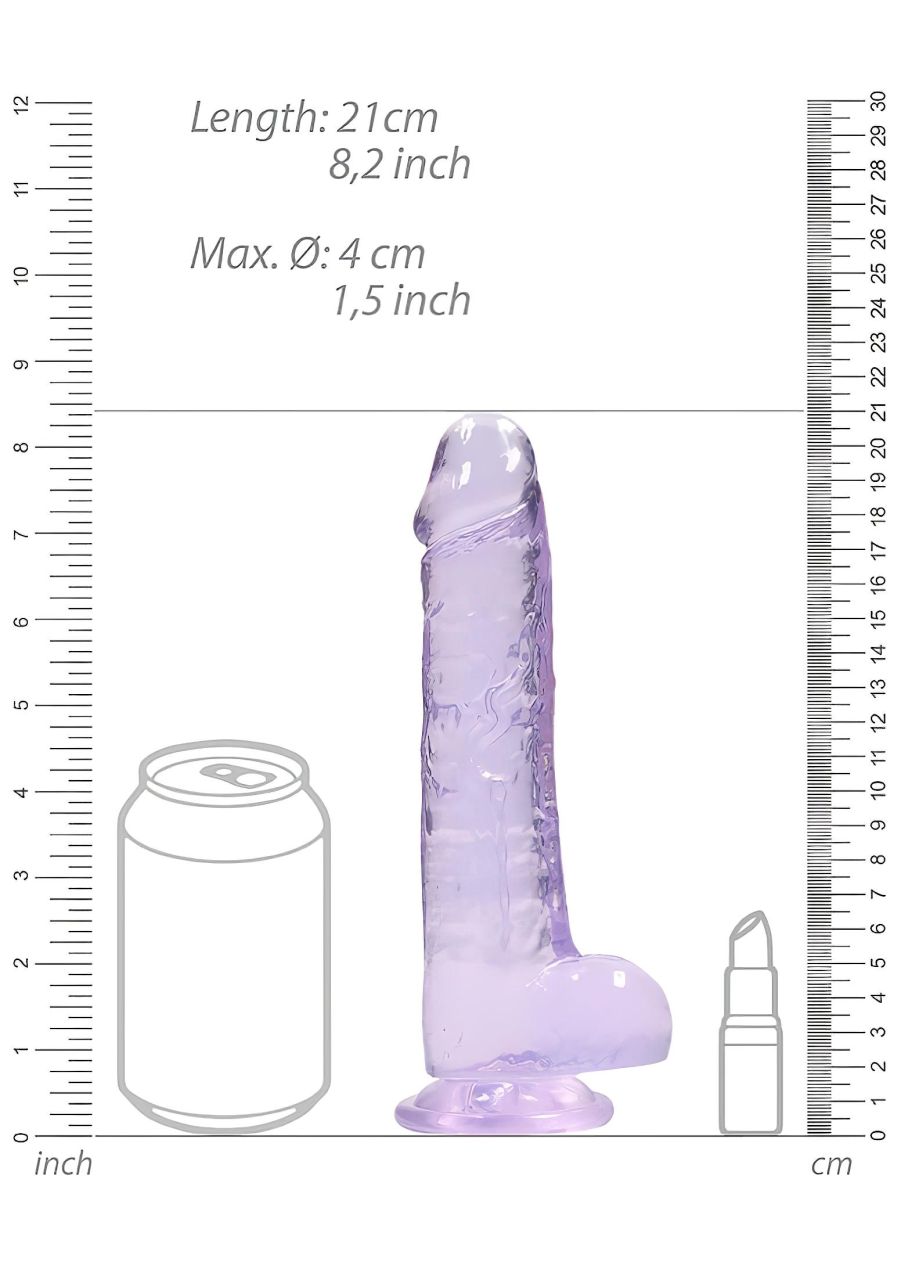 RealRock - átlátszó élethű dildó (lila, 19 cm)