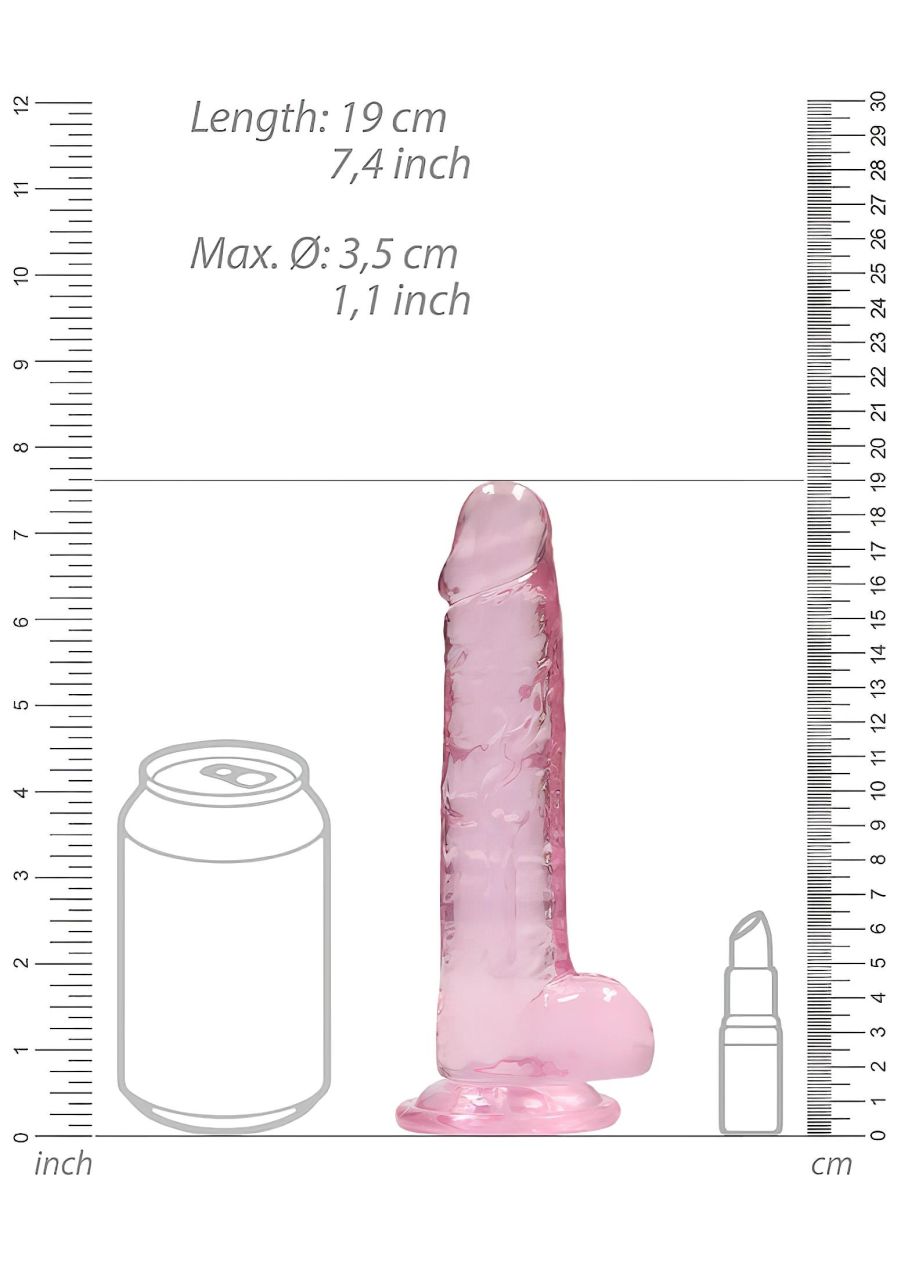 RealRock - átlátszó élethű dildó - pink (17cm)