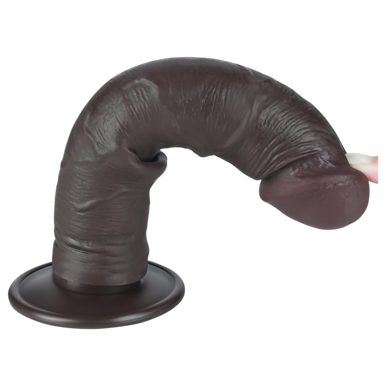 Lovetoy Sliding-Skin - tapadókorongos kétrétegű dildó - 20cm (barna)