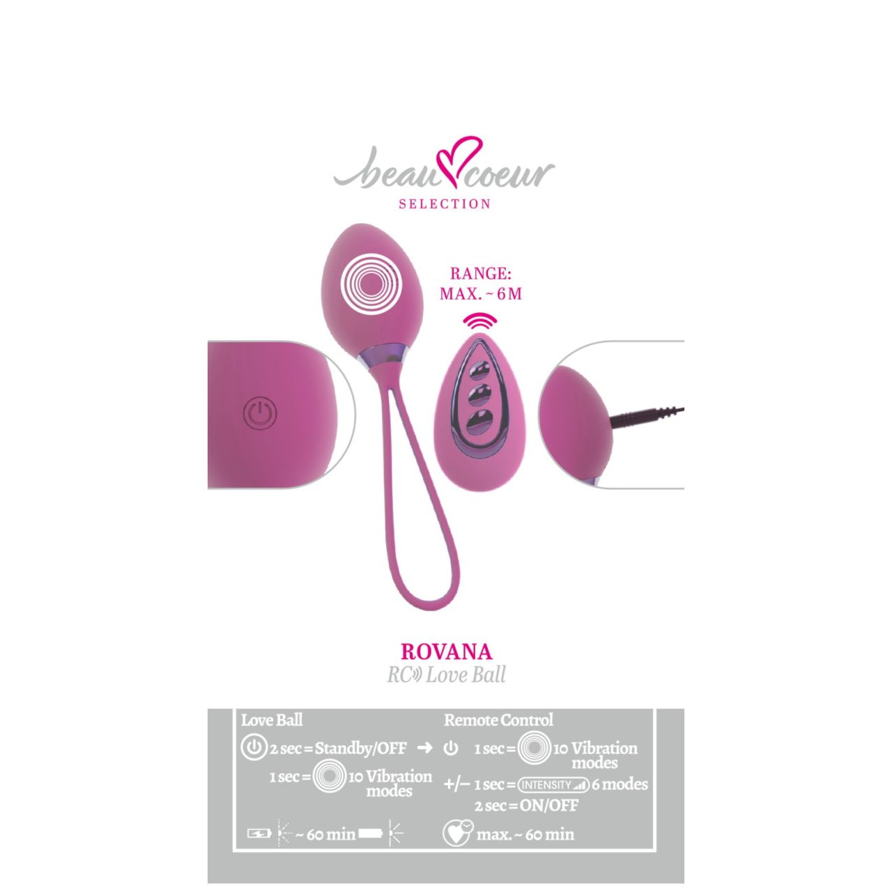 Beau Coeur Rovana - rádiós vibrációs tojás (lila)