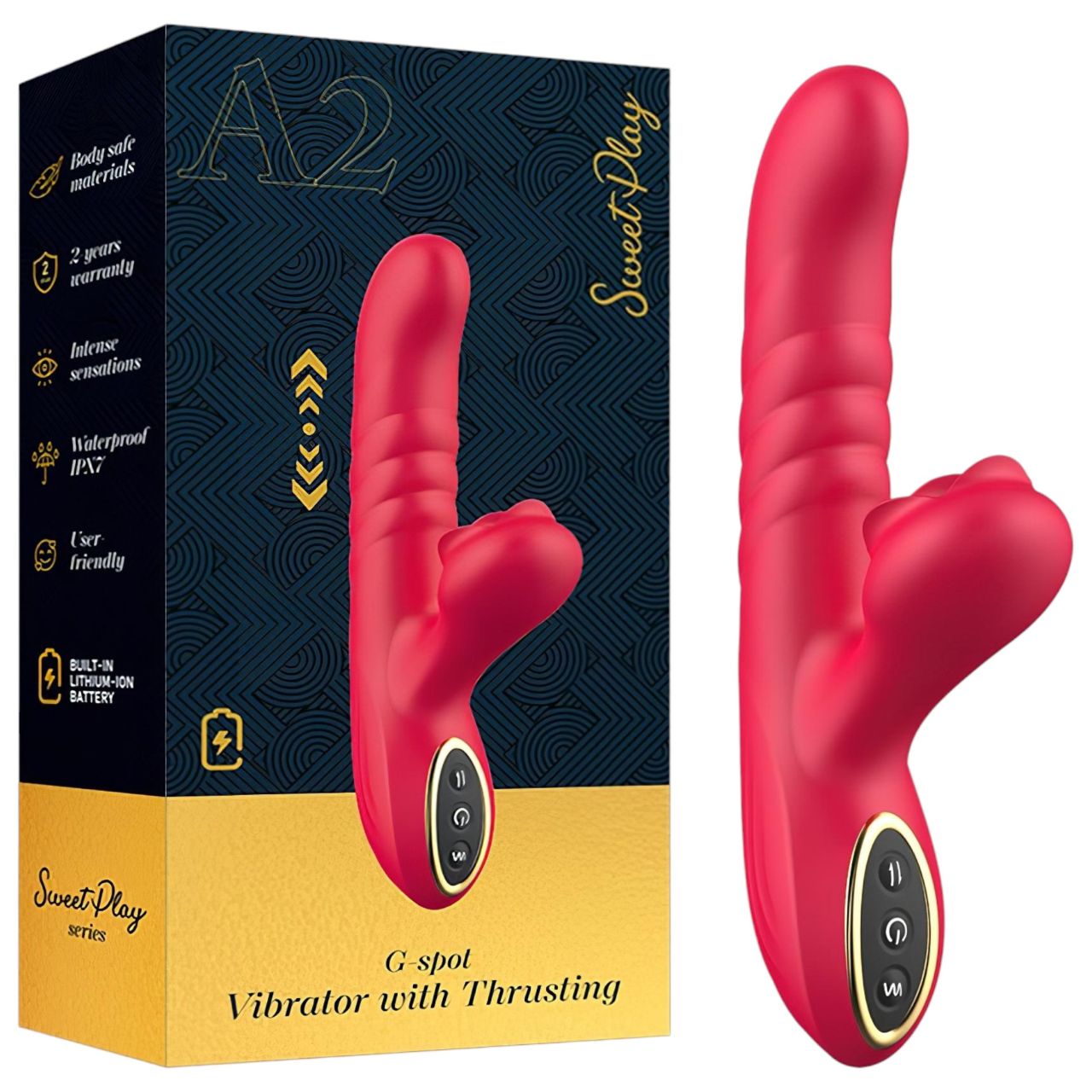 Sweet Play - 2in1 lökő és csiklóizgató vibrátor (pink)