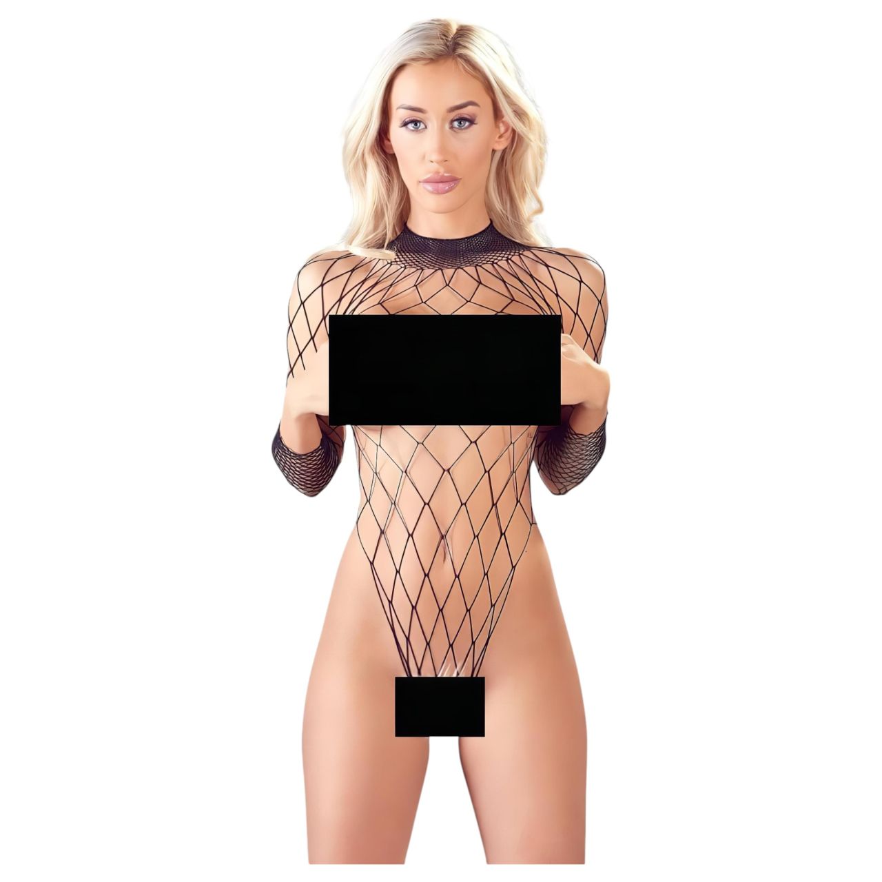 NO:XQSE - hosszúujjú, hálós necc body (fekete, S-L) NO:XQSE - hosszúujjú, hálós necc body (fekete, S-L)