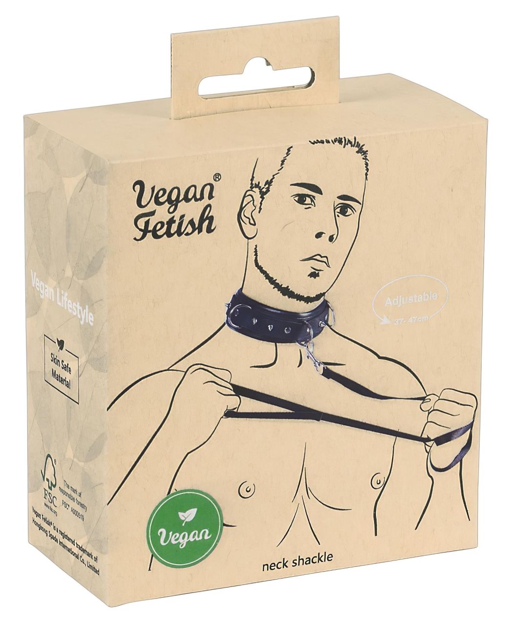 Vegan Fetish - szegecses nyakörv és póráz (fekete)