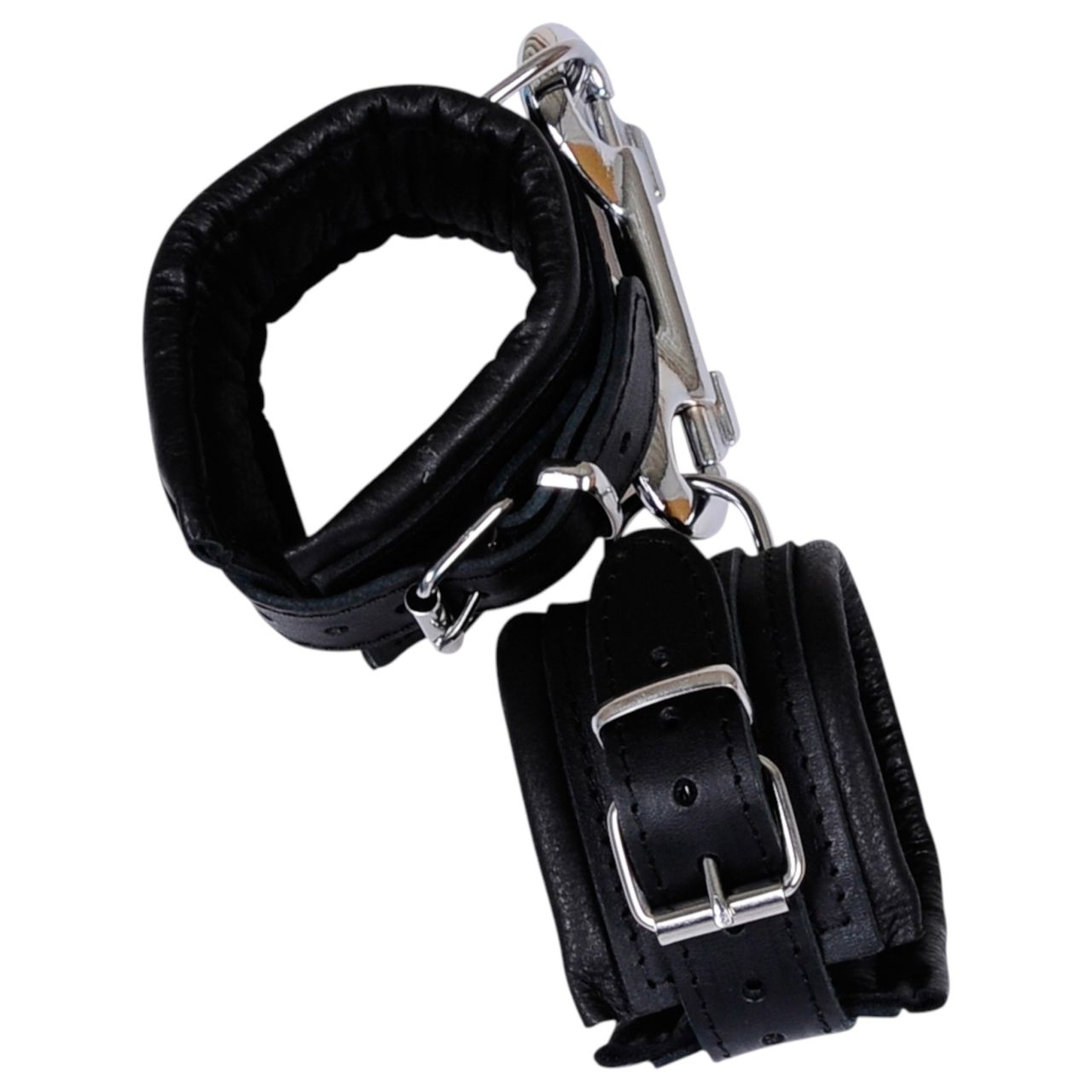 ZADO - bőr csukló bilincs és karabiner (fekete)