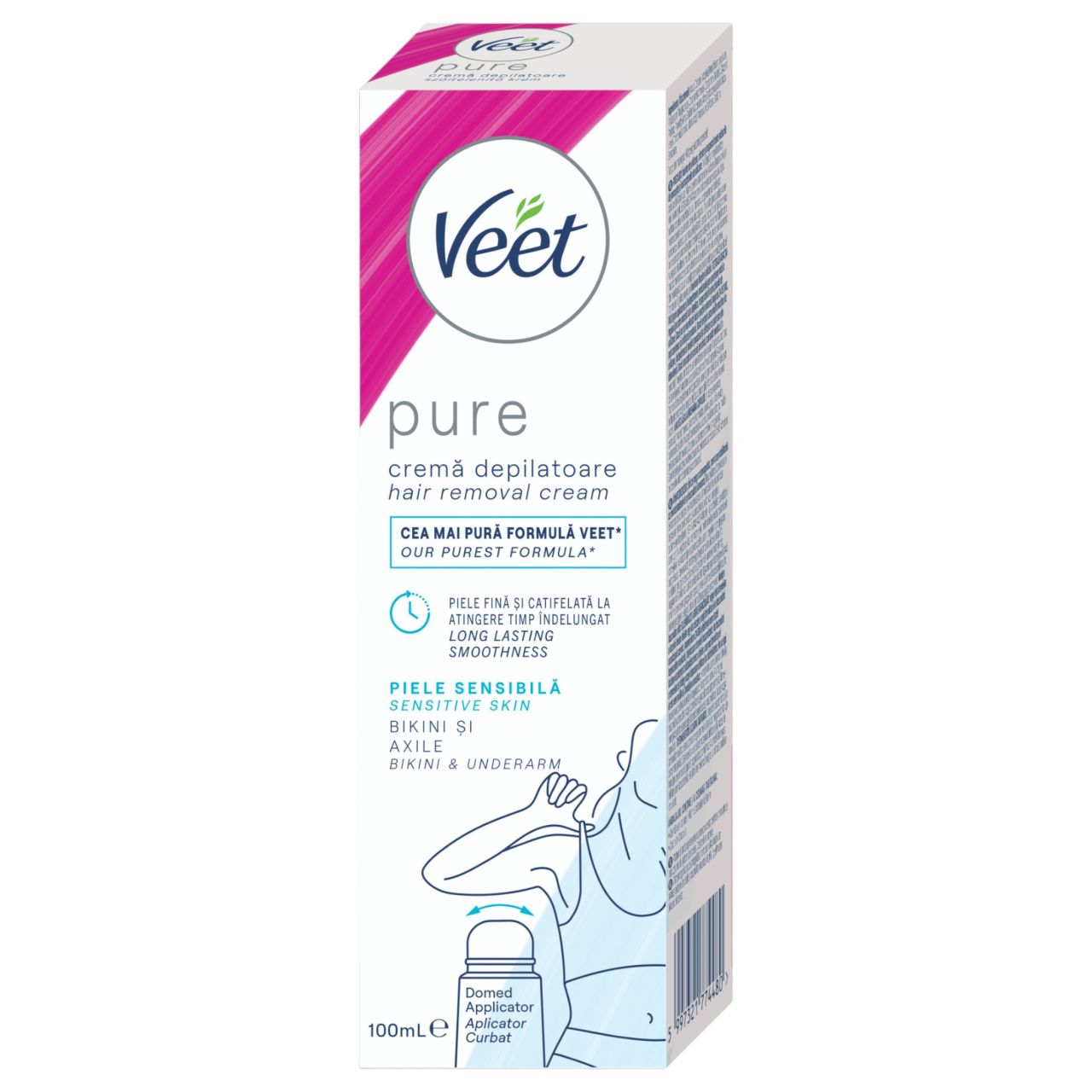 Veet Pure - szőrtelenítő krém bikinivonalra és hónaljra - érzékeny bőrre (100ml)