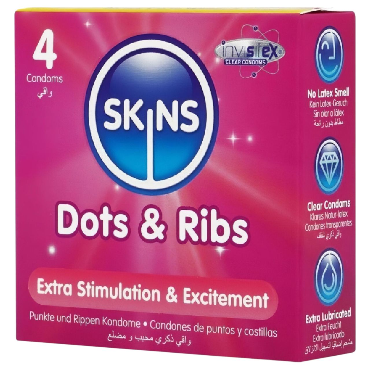 Skins - bordázott és pontozott óvszer (4db)