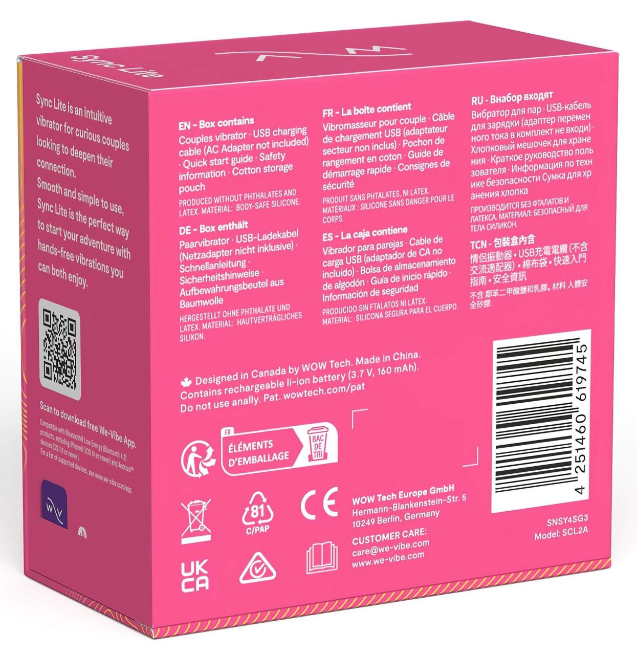 We-Vibe Sync Lite – App- és távirányítós párvibrátor (pink)