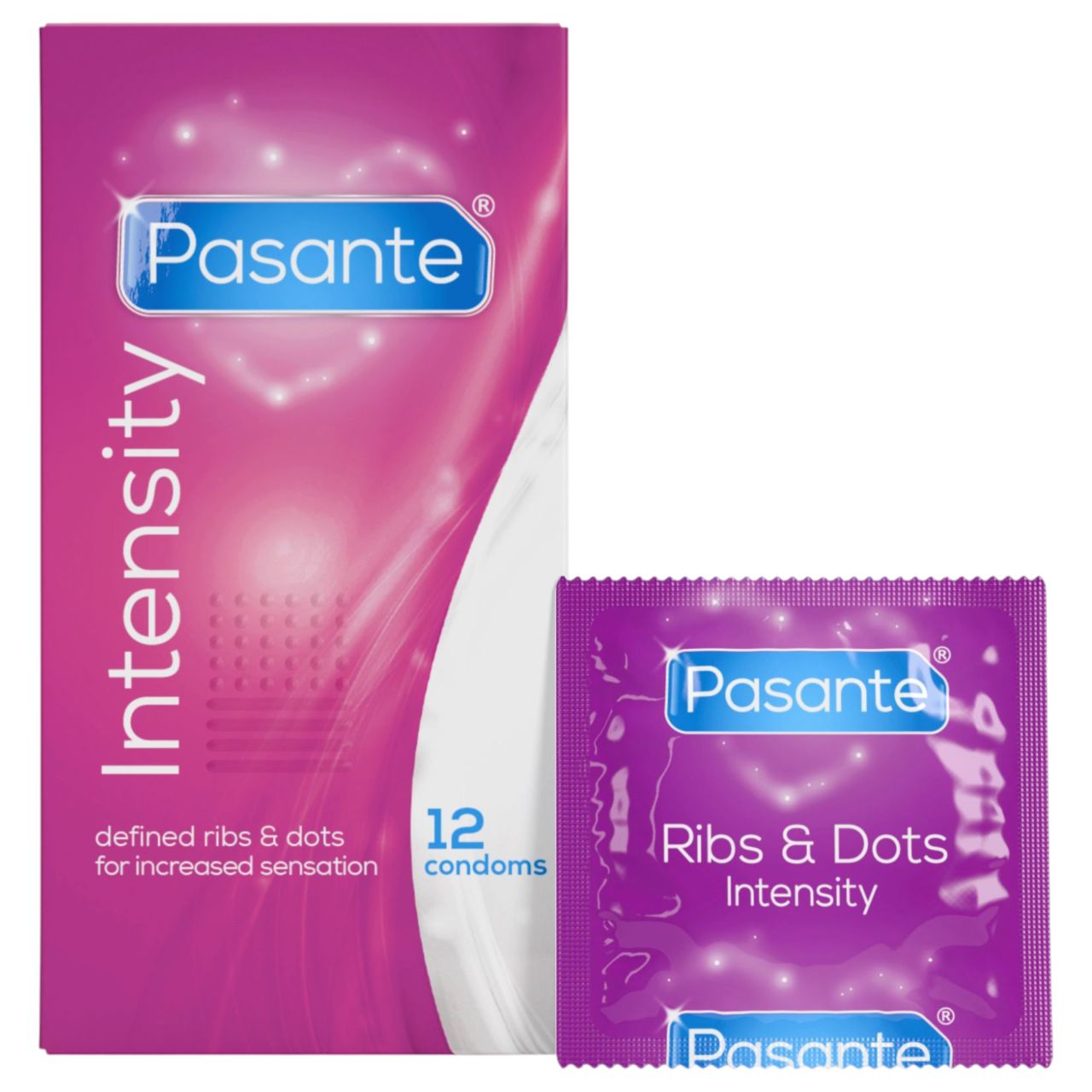 Pasante - bordázott, pontozott óvszer (12db)