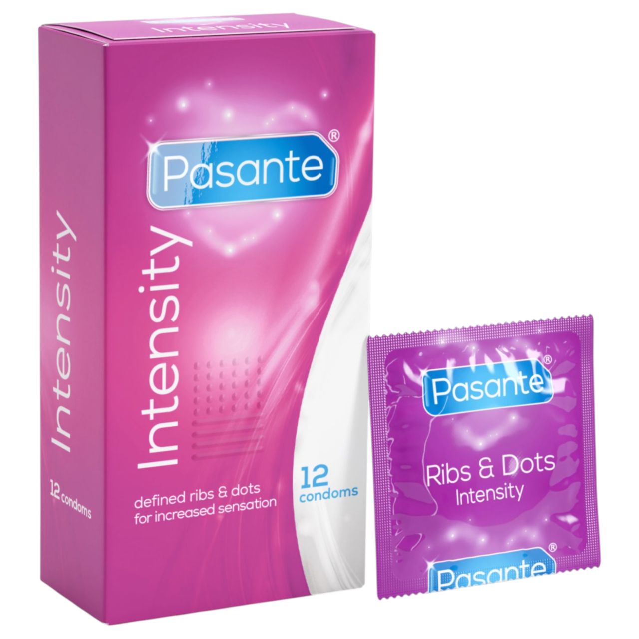Pasante - bordázott, pontozott óvszer (12db)