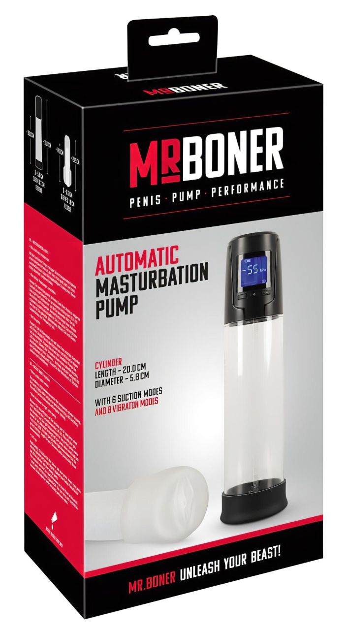 Mister Boner - akkus, automatikus péniszpumpa (fekete-átlátszó)