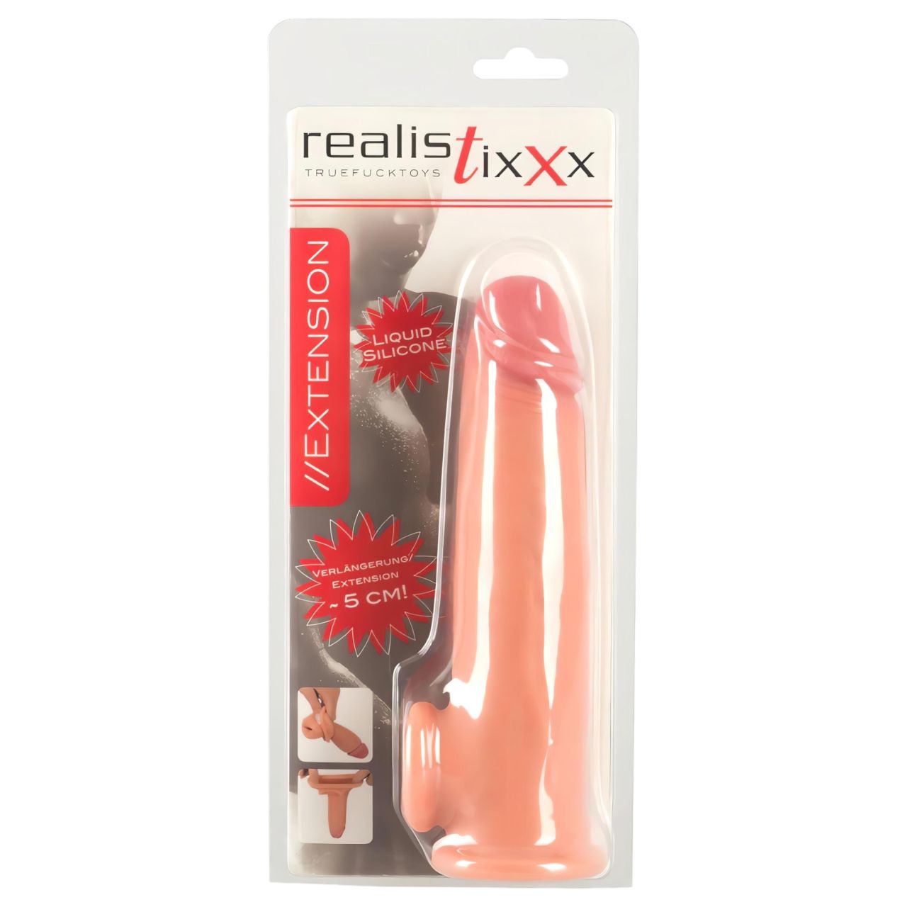 realistixxx - heregyűrűs hosszabbító péniszköpeny - 19 cm (natúr)