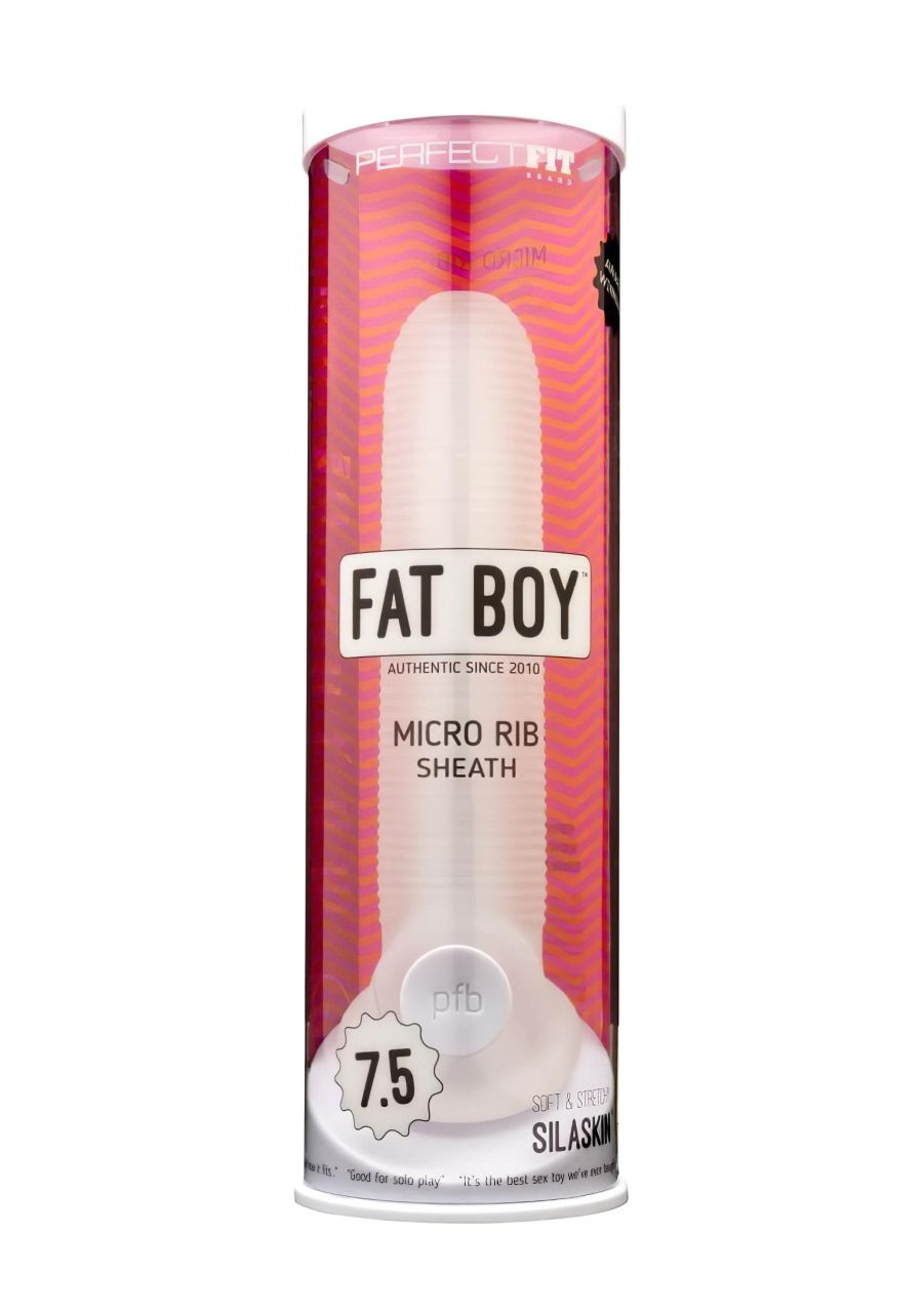 Perfect Fit - Fat Boy Micro Ribbed - péniszköpeny (19 cm, fehér)