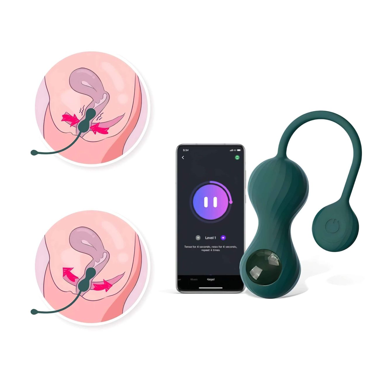 Magic Motion Crystal Duo – App-vezérelt vibrációs gésagolyó (zöld)