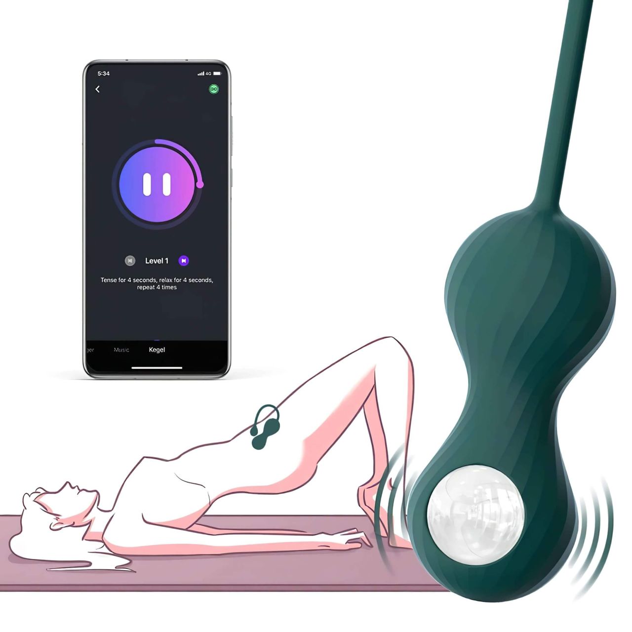 Magic Motion Crystal Duo – App-vezérelt vibrációs gésagolyó (zöld)