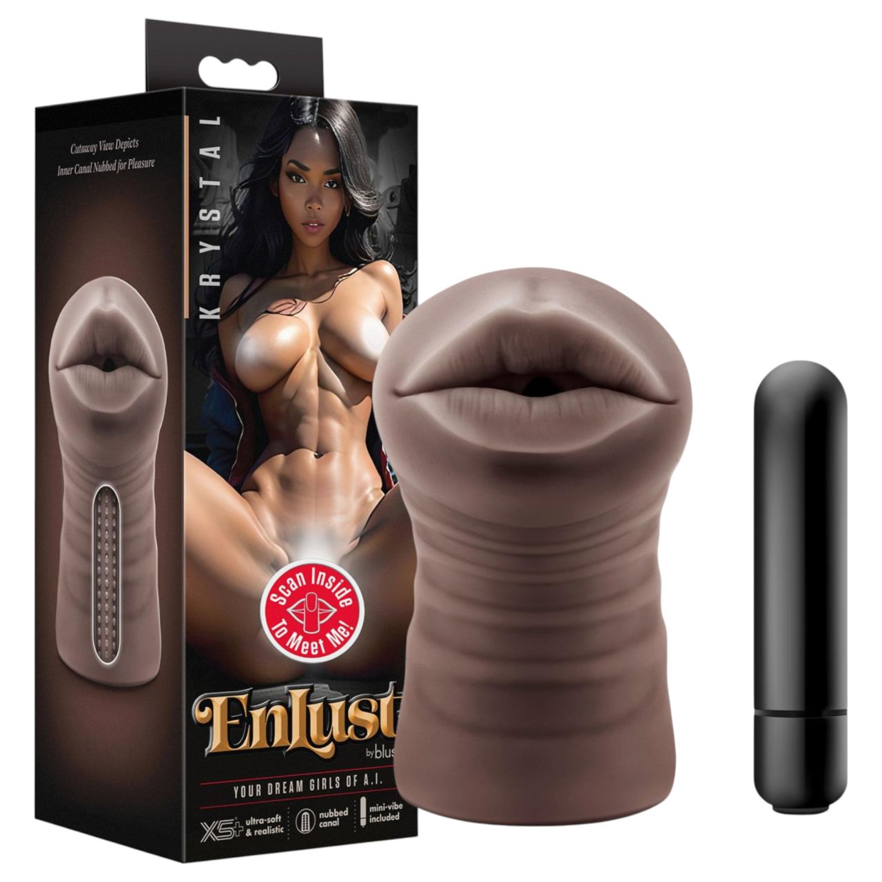 EnLust Krystal - AI Dream Girl vibrációs száj-maszturbátor (barna)
