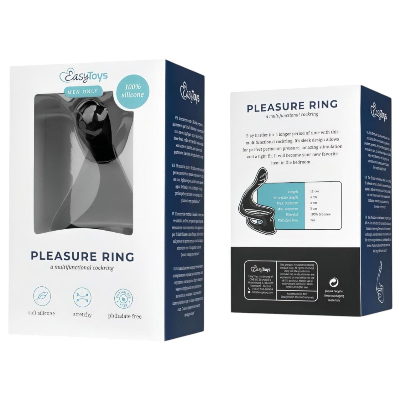 EasyToys Pleasure Ring - rugalmas pénisz- és heregyűrű (fekete) EasyToys Pleasure Ring - rugalmas pénisz- és heregyűrű (fekete)