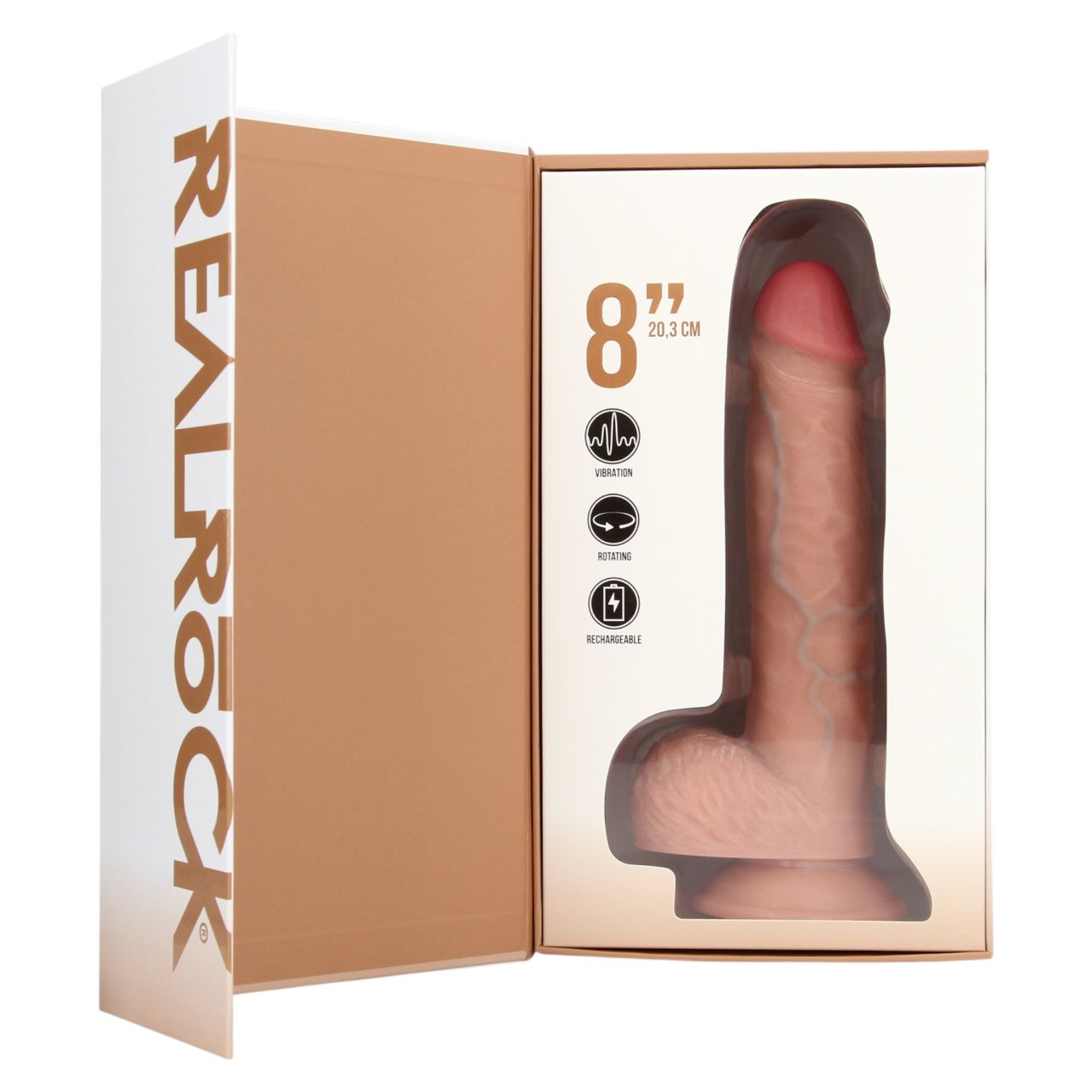 RealRock - forgó vibrátor (natúr, 20,5 cm)