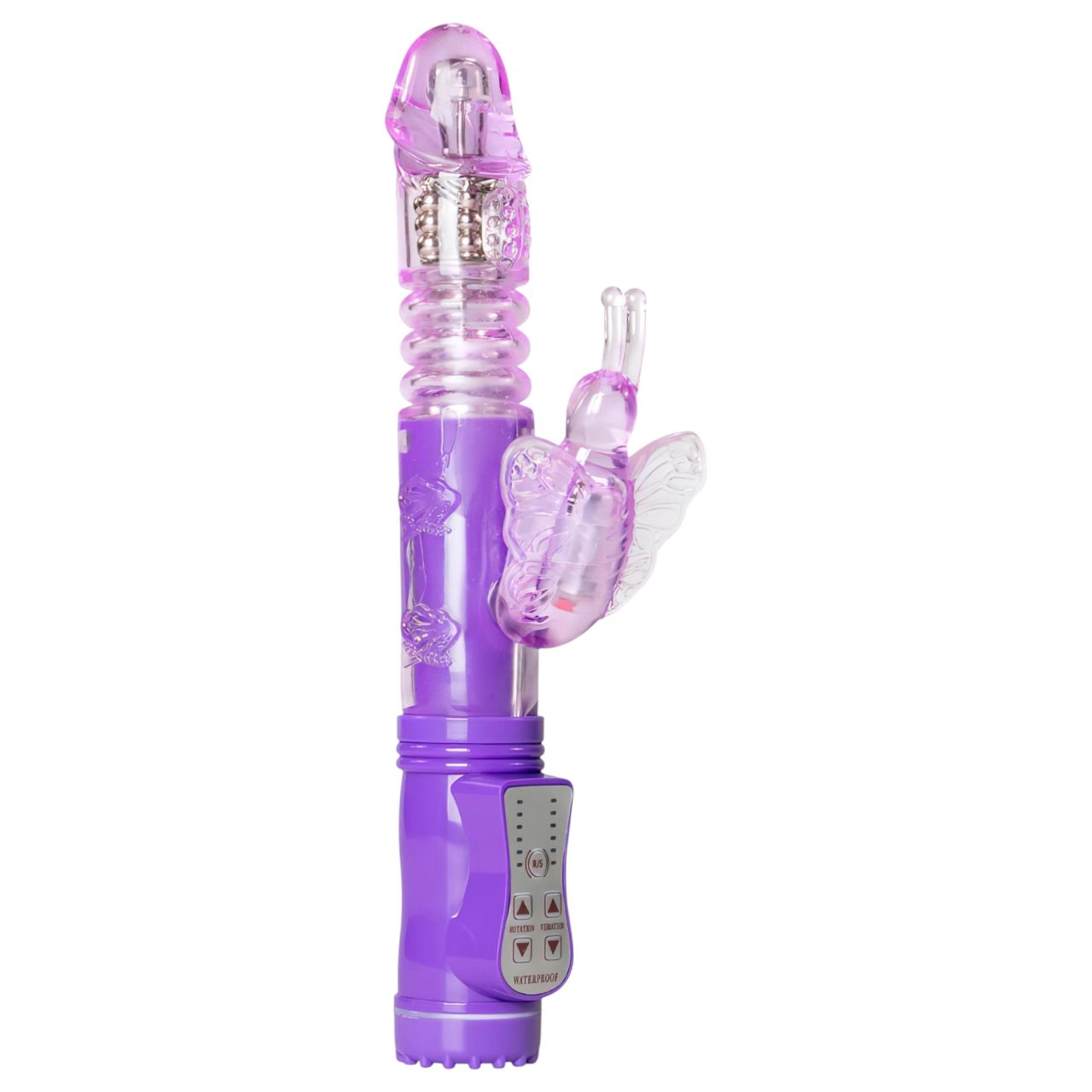EasyToys Butterfly - forgó-lökő vibrátor (lila)