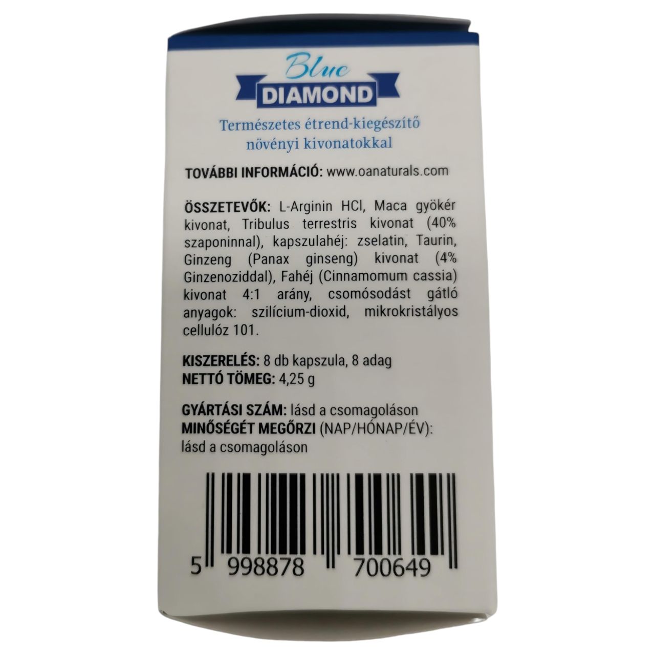 Blue Diamond - természetes étrend kiegészítő férfiaknak (8 db)