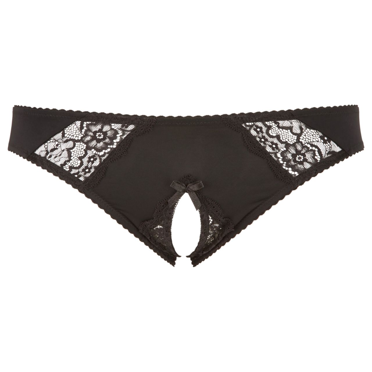 / Cottelli Plus Size - csipkés, nyitott bugyi (fekete)