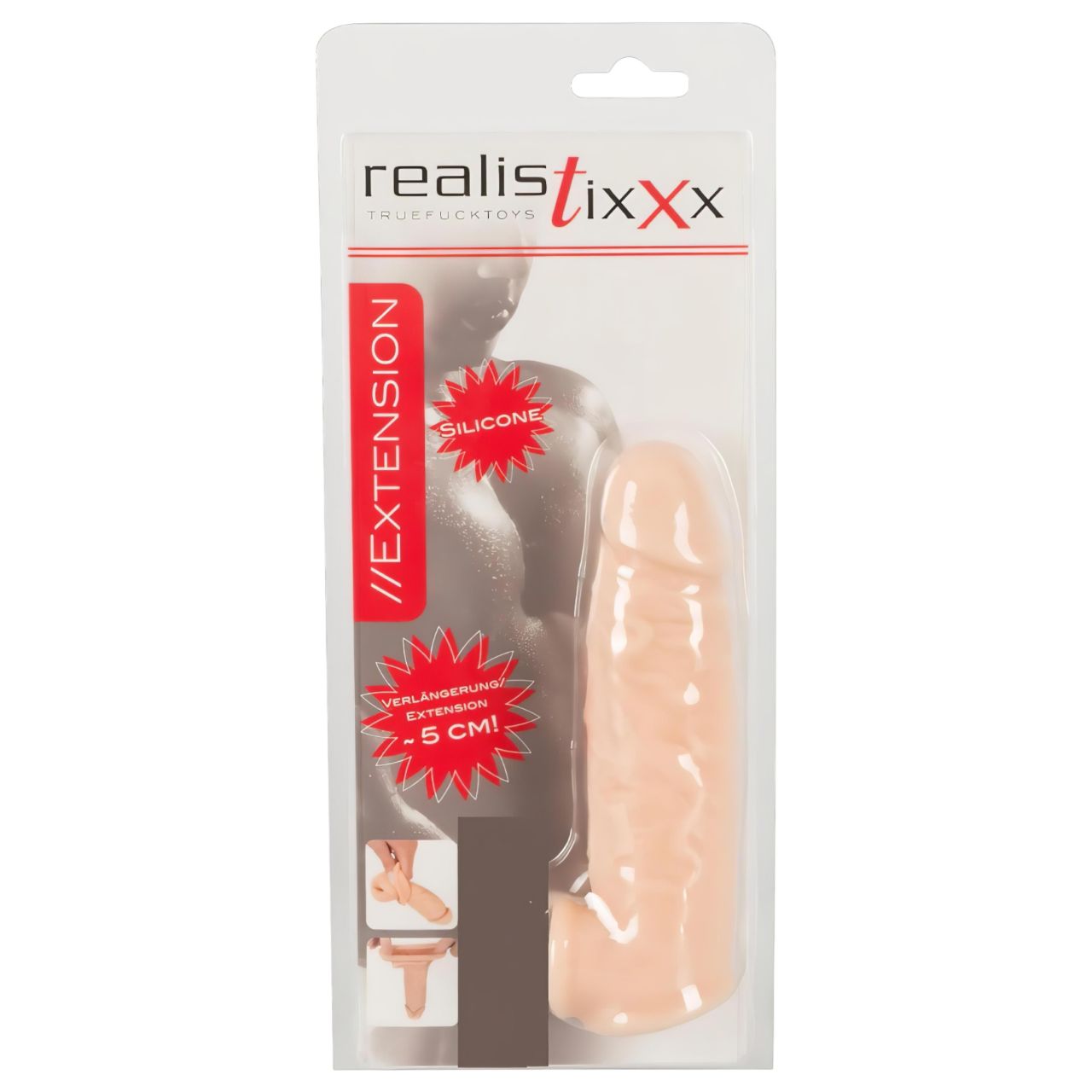 realistixxx - heregyűrűs péniszköpeny - 16 cm (natúr)