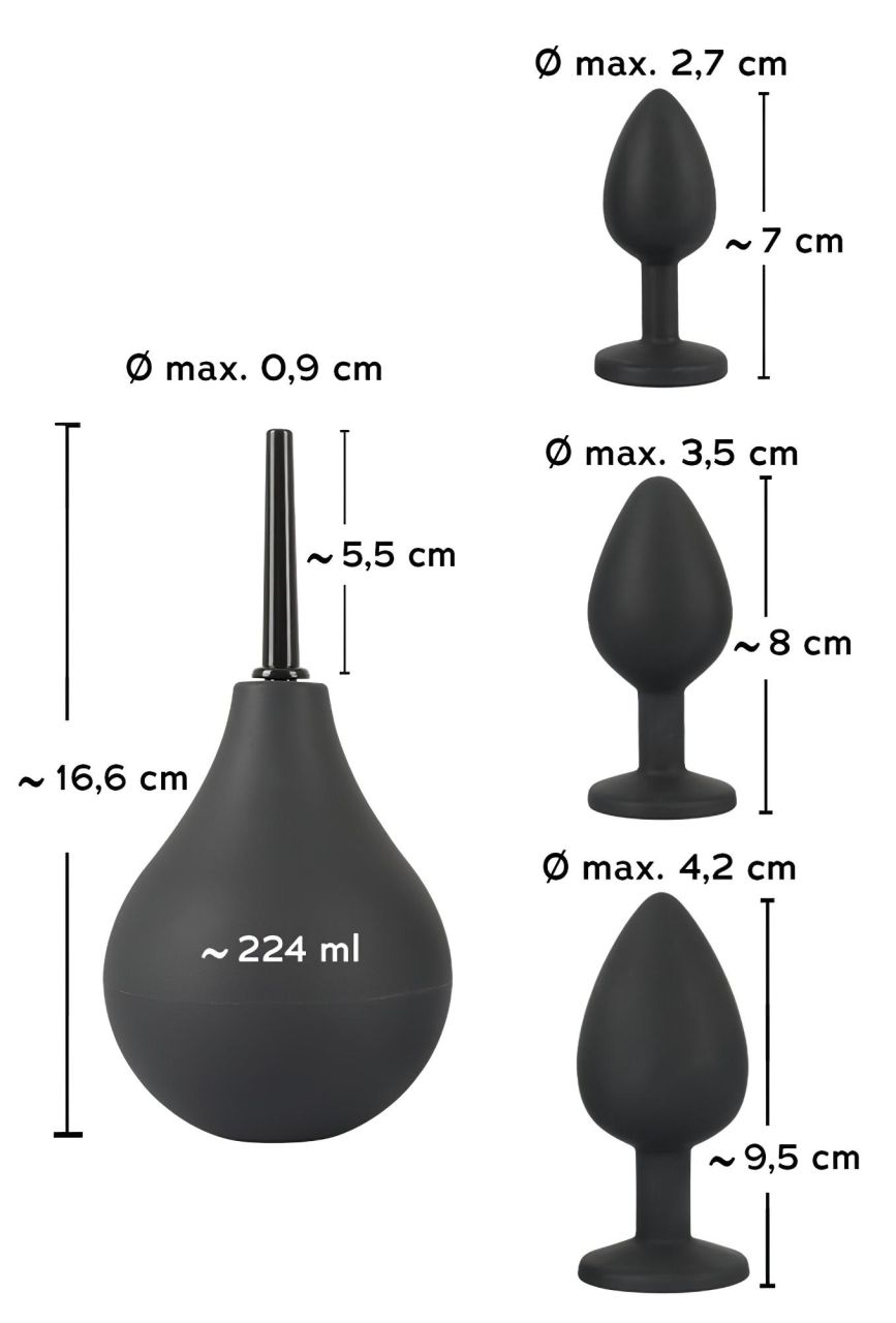 Black Velvets - anál plug szett (4 részes, fekete)