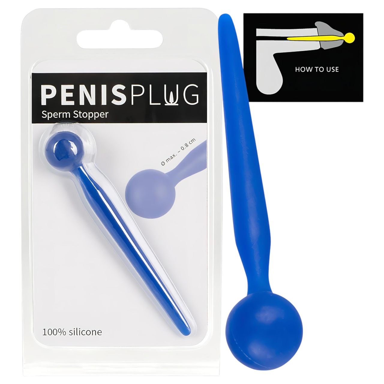Dilator Sperm Stopper - gömbös, szilikon dilátor (kék)