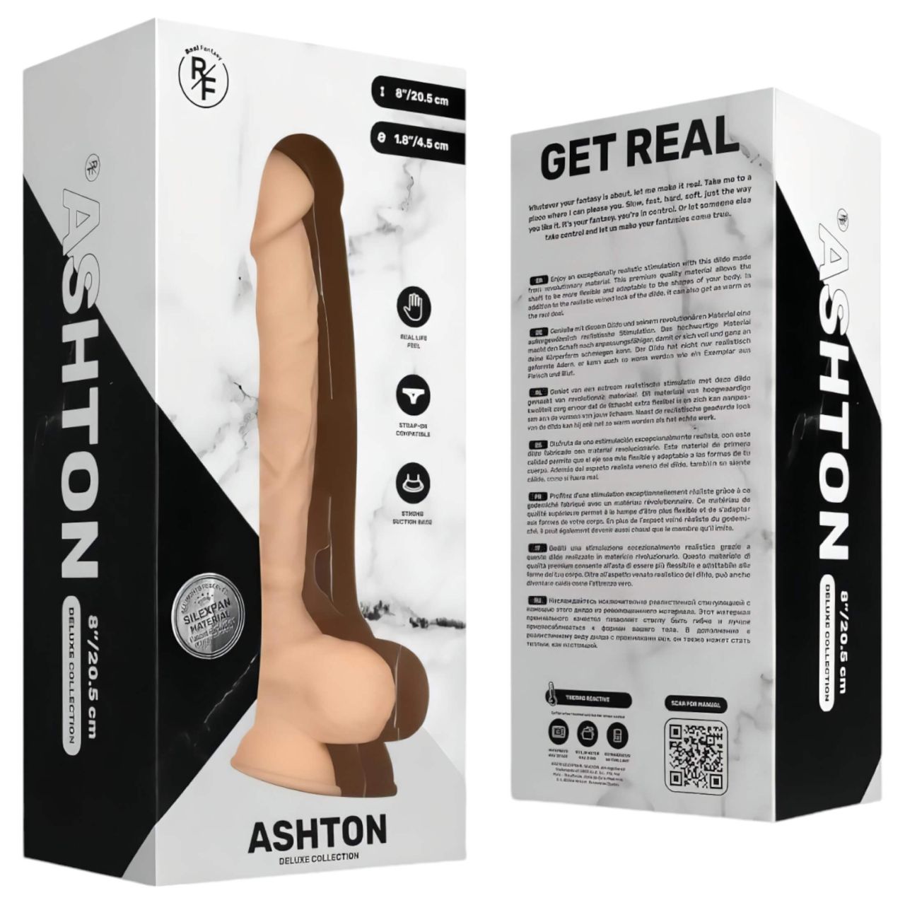 Real Fantasy Ashton - herés, élethű dildó - 20,5 cm (natúr)