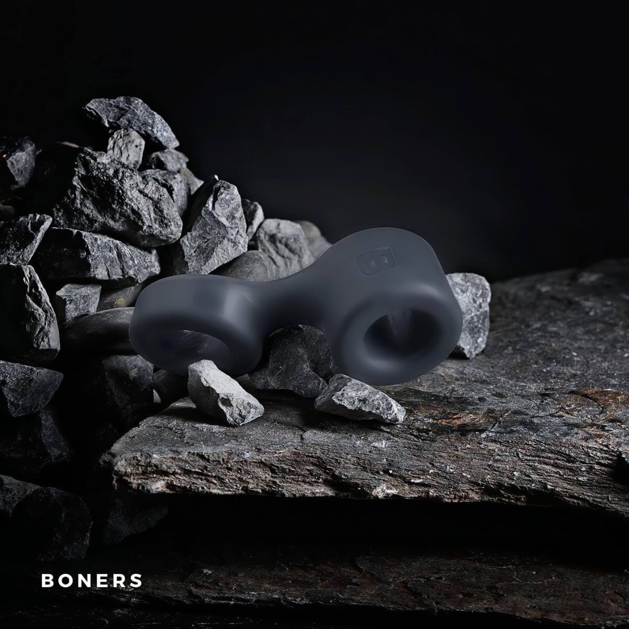 Boners Get Rock Hard - péniszgyűrű és herenyújtó-gyűrű (szürke) Boners Get Rock Hard - péniszgyűrű és herenyújtó-gyűrű (szürke)