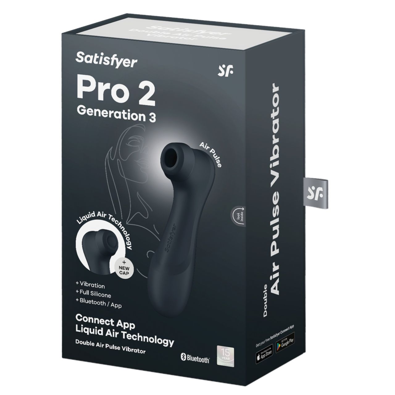 Satisfyer Pro2 Gen3 – App-vezérelt léghullámos csiklóizgató (sötét szürke)