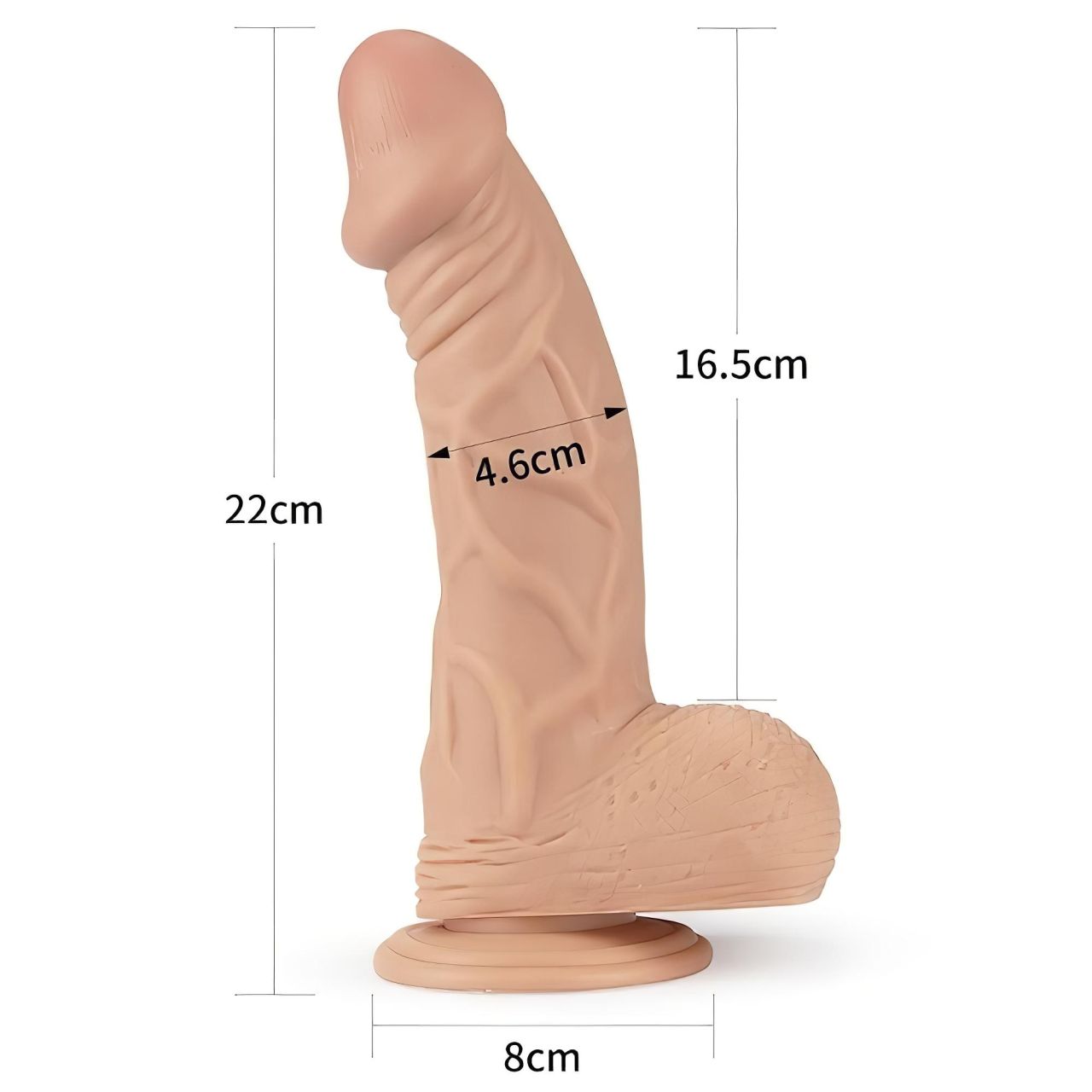Lovetoy Real Extreme - tapadókorongos dildó - 23 cm (natúr)