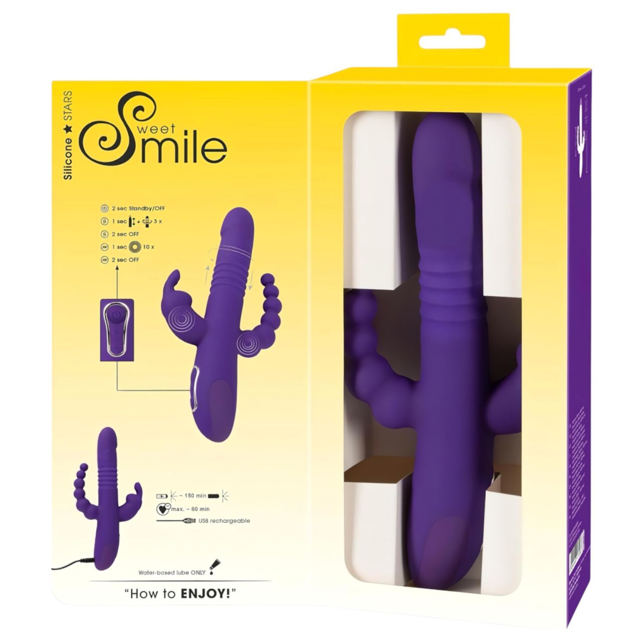 SMILE Triple - akkus, tripla karos, forgó-lökő vibrátor (lila) SMILE Triple - akkus, tripla karos, forgó-lökő vibrátor (lila)