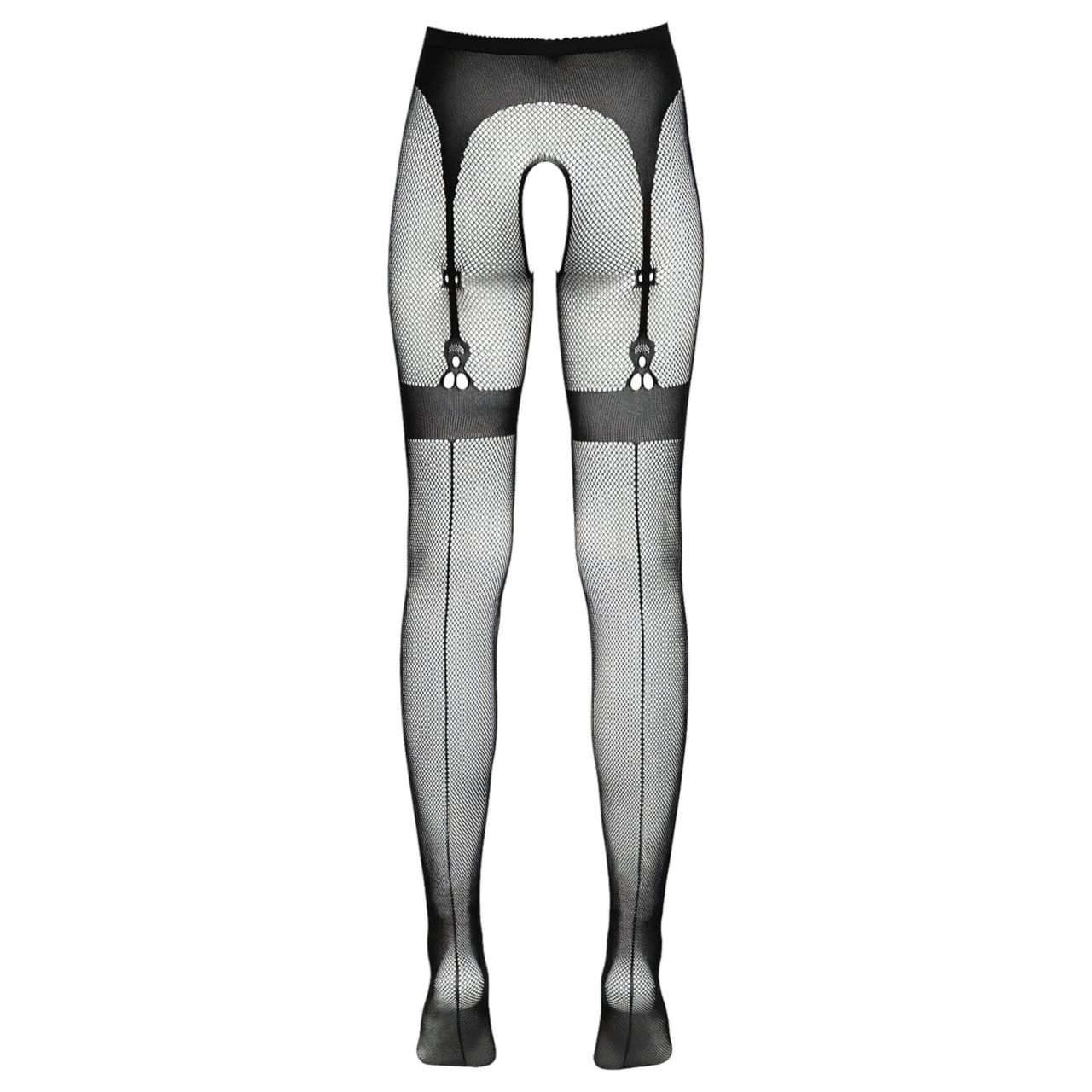 Cottelli Legwear - combfixes nyitott harisnya (fekete, S-L)