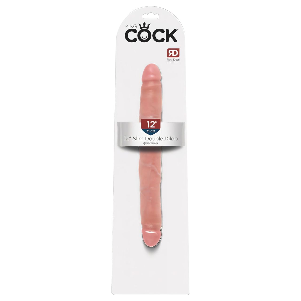 King Cock 12 Slim - élethű dupla dildó (31 cm, natúr)