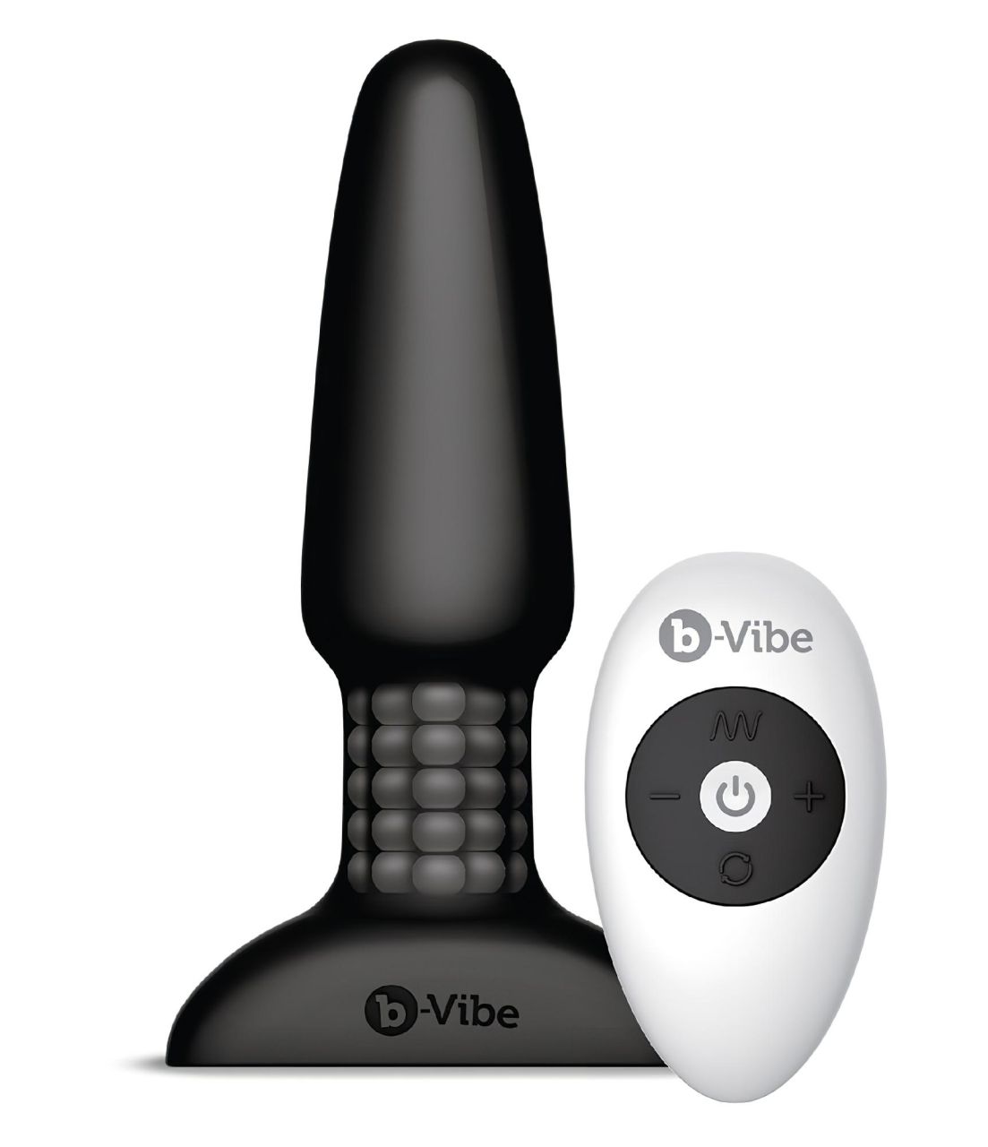 / b-Vibe - forgó gyöngyös, akkus anál vibrátor (fekete)