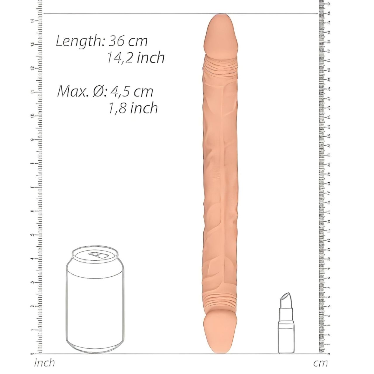 RealRock Double Dong 14 - dupla dildó (36 cm, natúr) RealRock Double Dong 14 - dupla dildó (36 cm, natúr)